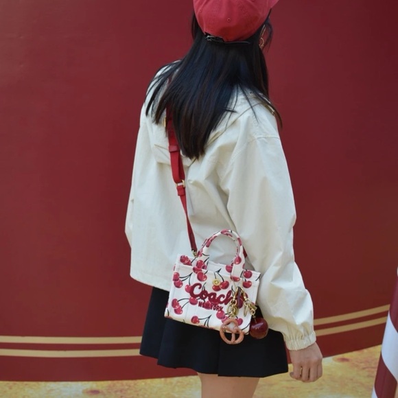 NWT Coach Cargo Mini Cherry Print Canvas Tote Bag 20 - Picture 13 of 17